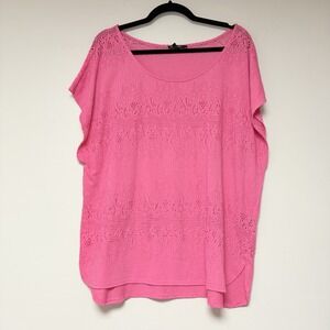Chaus Sport Women's Pink Crochet‎ Blouse Size 2X